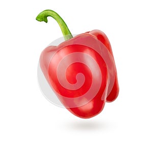 Sweet bell red pepper isolated on white background with clipping path