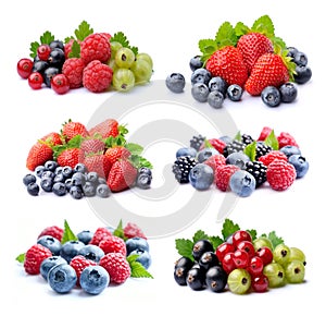 Sweet berries mix .Collage of berries