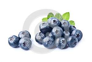 Sweet blueberries with leaves