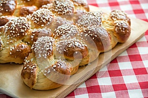 Sweet braided bread loafs photo