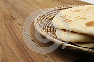 Sweet bread on craft basket