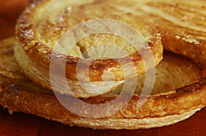 Sweet bread detail, traditional oreja mexican sweet bread close up photo