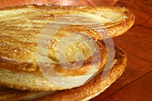 Sweet bread detail, traditional oreja mexican sweet bread close up photo