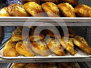 Sweet bread empanada in the bakery