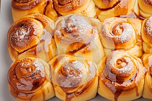 Sweet bun rolls baked to perfection, oozing with chocolate filling