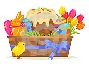 Sweet Cake, Chocolate Bunny, Color Eggs on Easter