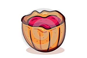 Sweet cake vector illustration. Dessert food symbol. Bakery design elements, logos, badges, labels and icons