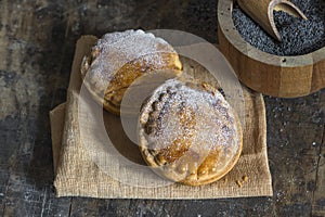 Sweet cakes with poppy seed and nut filling
