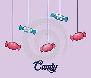 Sweet candies hanging isolated icon