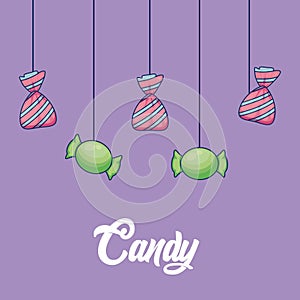 Sweet candies hanging isolated icon