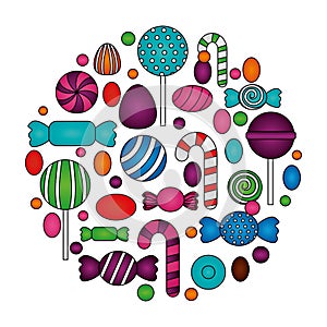 sweet candies icon pattern