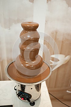 Sweet candy bar.chocolate cake wedding table. photo