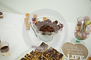Sweet candy bar.Different delicious cake . photo