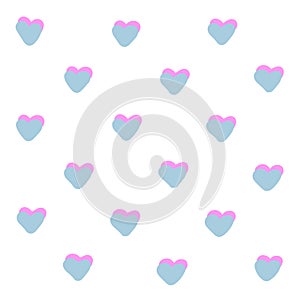 Sweet candy blue pink hearts background illustration. Valentines day. Couple wedding day event banner, lovely design. Hand drawn