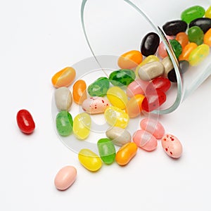 Sweet candy jelly beans in glass this colorful