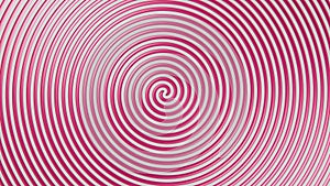 Sweet candy spiral pop art background with red and white stripes. 3d rendering.