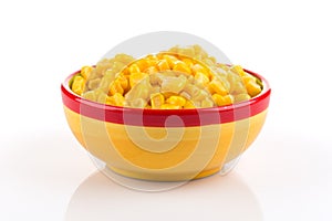 Sweet canned corn in bowl