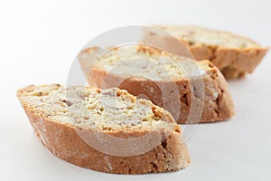 Sweet cantuccini on white background