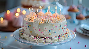 Sweet Celebration: Colorful Birthday Cake with Candles