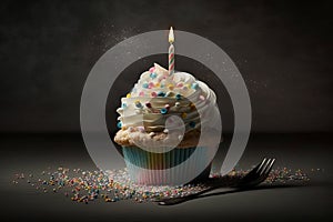 Sweet Celebrations: A Birthday Cupcake with One Candle