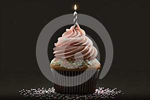 Sweet Celebrations: A Birthday Cupcake with One Candle