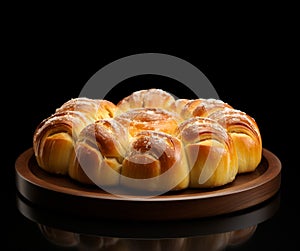 Sweet challah with raisins, Rosh Hashanah, celebration hashanah, traditional judaica dinner. Close-up