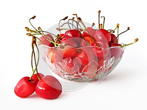 Sweet cherries in glass bowl
