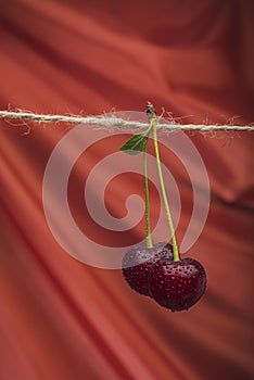 Sweet cherry berry- abstract background. Water drops- photography clip art