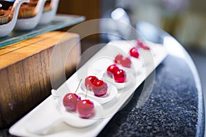 Sweet cherry for dessert appetizer in luxury restaurant