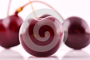 Sweet cherry isolated on white background.