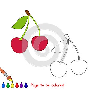 Sweet cherry vector cartoon to be colored.