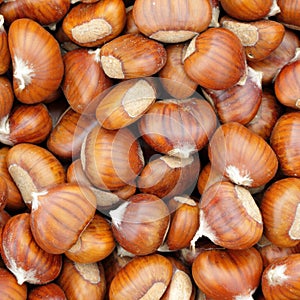 Sweet chestnuts - marron - as background photo