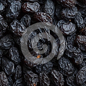 Sweet and chewy Texture of black raisins, a beloved dried fruit
