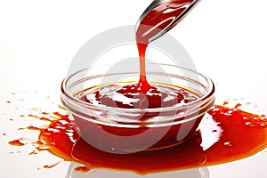 Sweet Chili Sauce, Red Asian Dip, Hot Thai Sauce with Spices and Sugar, Sweet Chinese Chili Sauce