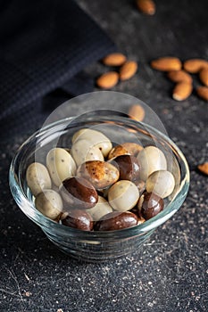 Sweet chocolate almonds. Chocolate eggs