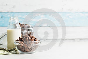 Sweet chocolate breakfast cereal flakes