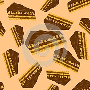 Sweet Chocolate Cake Seamless Pattern