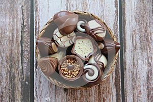 Sweet chocolate candies with filling