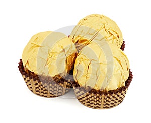 Sweet Chocolate Candies in Golden Foil