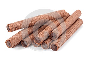 Sweet chocolate round stick wafers