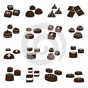 Sweet chocolate truffles styles icons set eps10