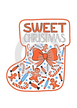 Sweet Chrismas greeting card vector photo