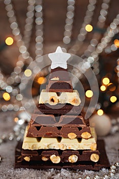 Sweet Christmas tree. Chocolate Christmas tree
