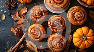 Sweet Cinnamon Rolls with Fall Decor