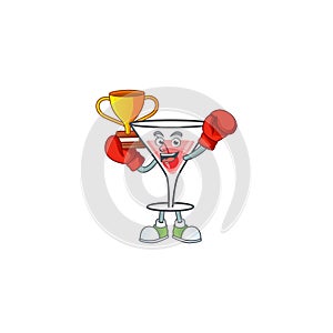 Sweet cocktail isolated with the mascot boxing winner