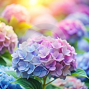Sweet color hydrangea in soft color blur style photo