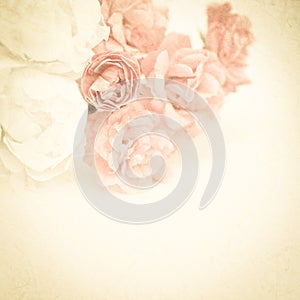 Sweet color roses on mulberry paper texture