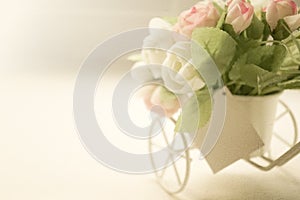 Sweet color roses in soft and blur style on mulberry paper texture