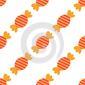 Sweet colorful candies flat icons set isolated vector illustration on white background. Seamless candy pattern eps10