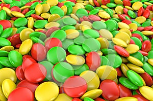 Sweet colorful candy. Candy variation color texture or background. 3D render.